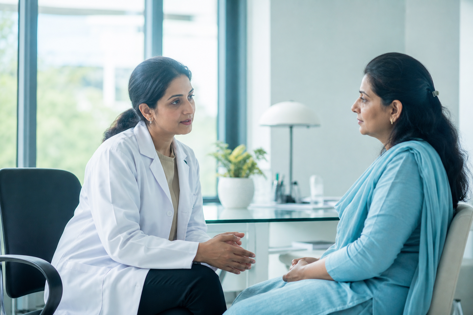 Clinician with a patient